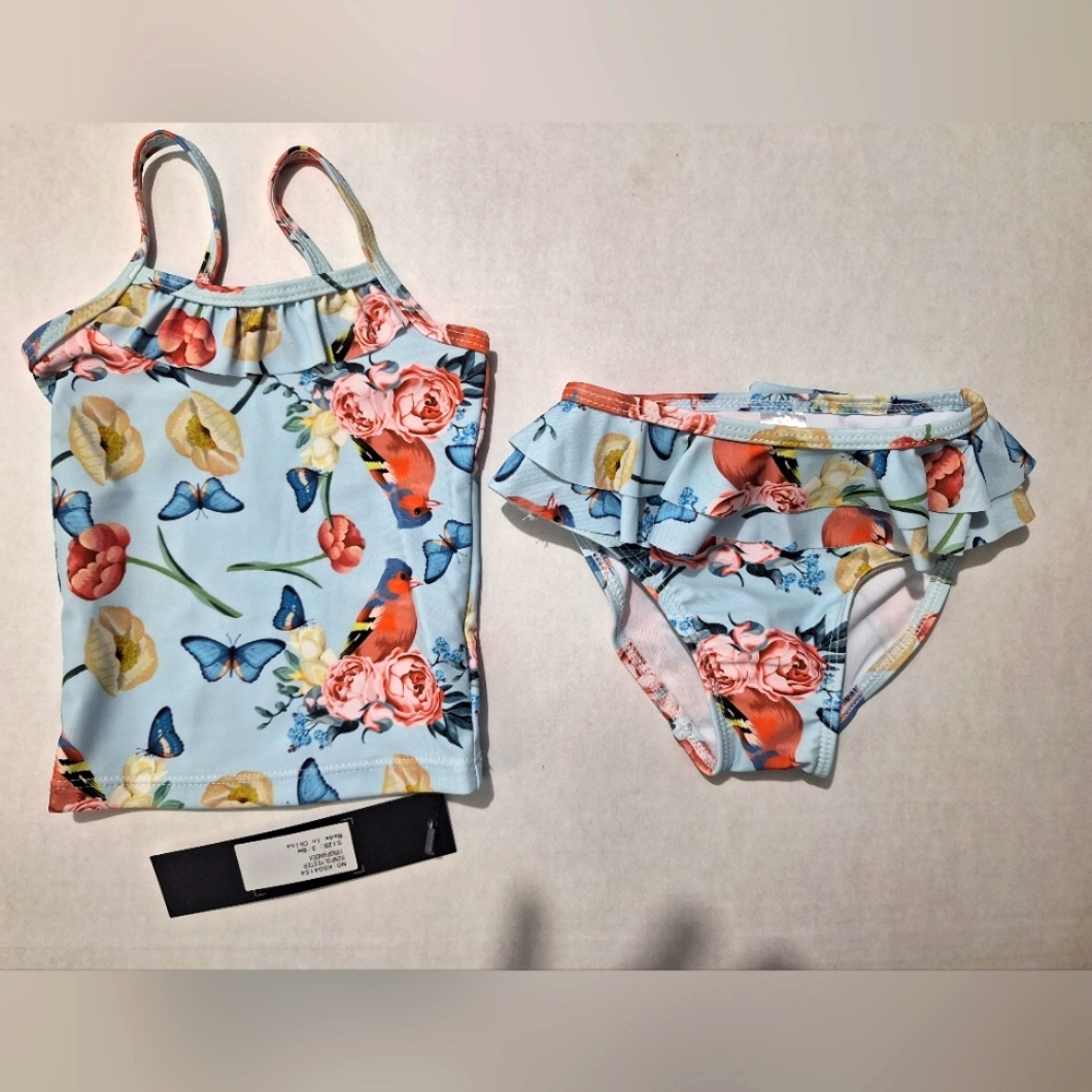 Cute floral baby 2pc swim suit - 3/6mths - new with tags